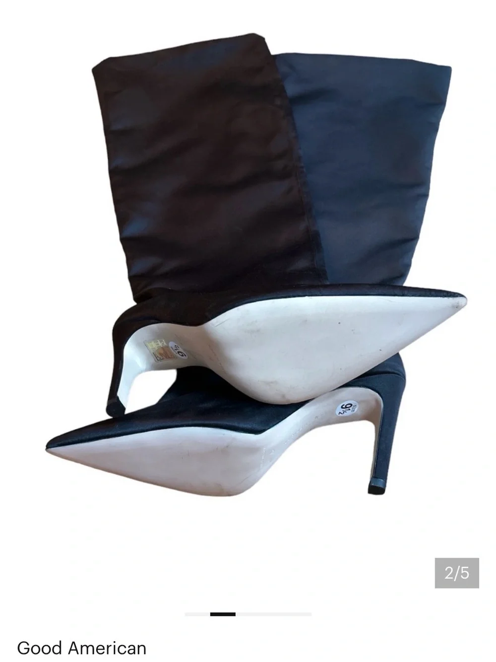 Good American Black Over-the-Knee Stiletto Boots